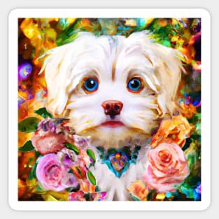 Blue-eyed Maltese Portrait Sticker